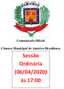 COMUNICADO OFICIAL - HORÁRIO DE INÍCIO DA SESSÃO ORDINÁRIA